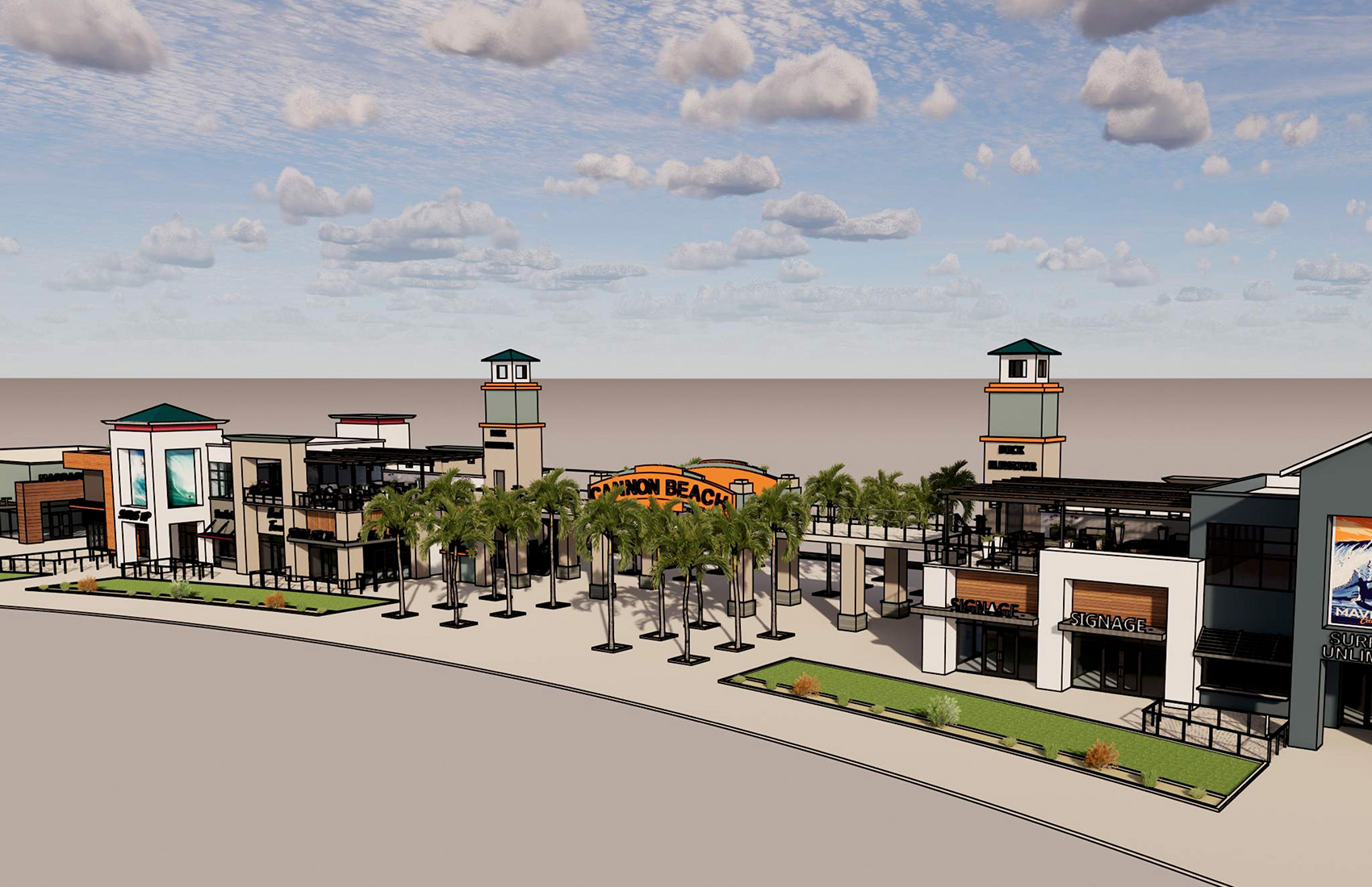 Cannon Beach Retail Row Entrance Rendering