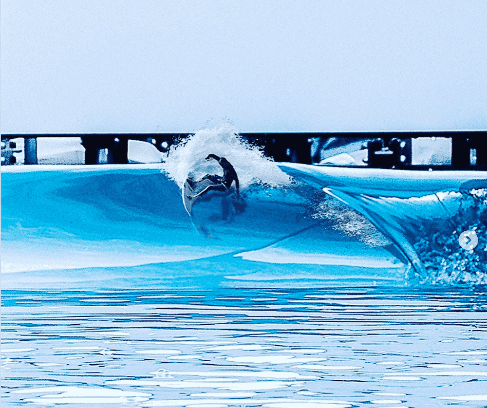 Artist illustrates Shane Beschen surfing the Swell MFG's model wave